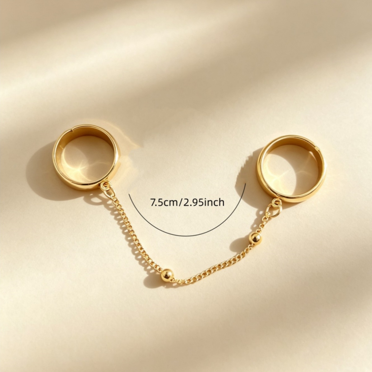 Women's Golden-Tone Double Finger Chain Ring